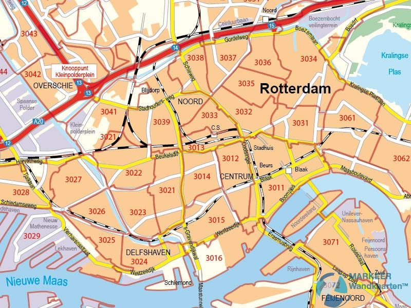 Карта Ротердама Поштански број