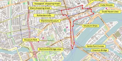 Карта Ротердама пешачка тура 